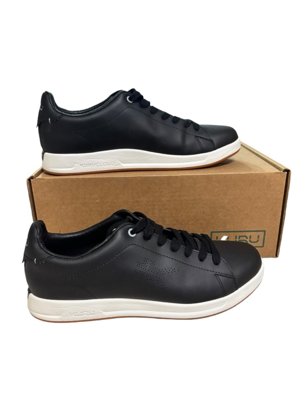 KURU Roam Shoes Mens Size 11 Jet Black Leather Comfort Walking Sneakers Casual